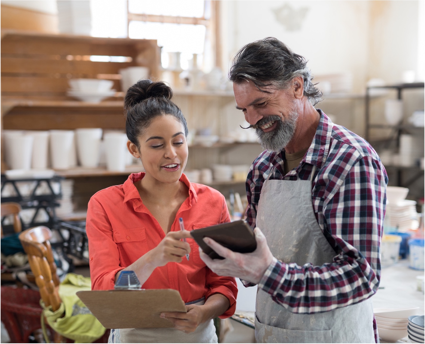 Small business owners using digital tools